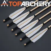 TOPARCHERY 30'' Traditional Wooden Arrows 5" Turkey Feather Longbow Hunting