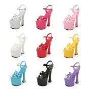 NEW SEXY 6.7" HIGH HEEL CHUNKY HEEL ROUND TOE POLE DANCE STRIPPER RUNWAY SHOES