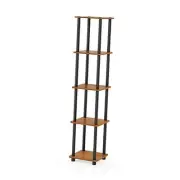 Turn-N-Tube 5-Tier Corner Square Rack Display Round Tube Light Cherry/Black