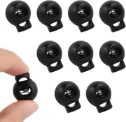 10Pcs Toggles Cord Adjusters, Black Toggles for Drawstrings, Drawstring Spring T