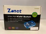 Zonet 2 Port KVM Auto Switch - Control 2 Computers from 1 Keybord Monitor Mouse