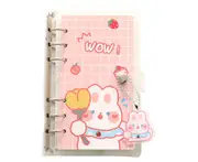 1 Set Scrapbook Notebook Refillable Loose Leaf Detachable Thickened Paper No Ink Bleeding Smooth Writing 100 Sheets Diary Notebook School Accessory-Pink