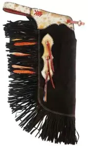 Brown Suede Leather Chinks with Hair On Cowhide Accents Chaps NEW
