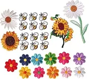 Generic 27Pcs Decorative Embroidered Appliques for DIY Clothing Hats Bags Jeans and Jackets Easy Sew Fabric Patches for Creative Fashion Projects