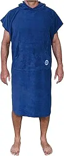 BESTA Surf Poncho, Wetsuit Changing Robe/Towel with Hood and Front Pocket. Thick Microfiber Material (Blue, Large)
