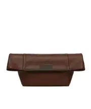 Small natural leather clutch bag One size cocoa