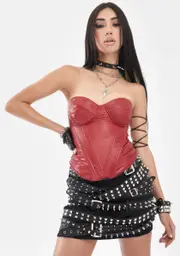Wine Jet Set Life Corset Top