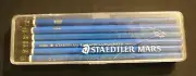 11 Vintage Staedtler Mars Lumograph Pencils Germany 2886 3H with Plastic Box