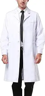 Scientist Long Professional White Lab Coat Long Sleeve Uniform Unisex Buttons Down Doctor Nurse Workwear