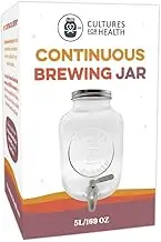 Cultures for Health Continuous Kombucha Brewing Jar with Spigot | 5 Liter Glass Jar with Spout for DIY Fermentation | Long Term Kombucha SCOBY Hotel Jar | Daily Kombucha Tea Probiotic Drink Dispenser