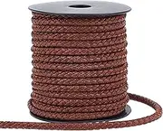PH PandaHall 11 Yard Yard Braided Leather Cord 5mm Round Leather String Cord Brown Imitation Leather Rope Bolo Leather Cord for Necklace Bracelet Belt Crafts Making Bolo Tie Distressed