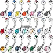 [Crrynuo] 21 Pcs Belly Bars, Stainless Steel Belly Rings, Body Piercing Jewelry, Belly Piercing Navel Bar, Belly Button Rings, Body Jewelry Navel Ring Belly Piercing Jewellery, one size, Stainless