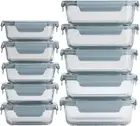 10 Pieces Glass Meal Prep Containers, Food Storage Containers with Lids Airti...