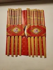 Set Of 9 Wooden Decorative Reusable New Chop Sticks