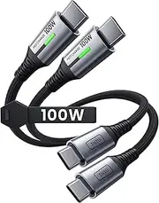INIU Short USB C to USB C Cable, [1ft, 2-Pack] 100W Type C Cord for iPhone 16 Pro Max 15 Plus, Samsung Galaxy S24 Ultra S21 S10e, MacBook, iPad and More