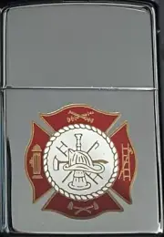 ZIPPO 1995 FIRE DEPARTMENT POLISHED CHROME LIGHTER UNFIRED IN BOX Q640