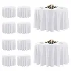 10 Pack White Round Tablecloths, 120 Inch Stain Resistant and Wrinkle Polyest...