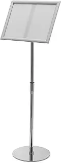 Deflecto Brochure stand with folding frame and click closure, adjustable portrait or landscape format, info display, floor stand, for restaurants, trade shows, etc.