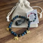 Lava stone bead bracelet and Elephant / Lava Stone Reiki