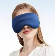 Sleep Mask with Adjustable Ear Loops [2 Packs], Cool Warm Two-Sided Fabric Eye Mask for Sleeping, Work for Side and Back Sleepers, Sleep Masks for Women Men, Sleeping Mask Help You Get to Sleep, Yoga