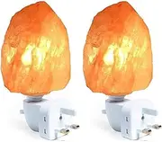 2Pcs Himalayan Salt Lamp, Natural Crystal Salt Rock Lamps, Warm Orange Nursery Wall Night Light, Night Lights, ETL Approved Wall Plug for Air Purifying, Australia Plug (Natural Shape)
