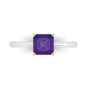 1.0 ct Asscher Cut Natural Amethyst Wedding Bridal Promise Ring 14k White Gold
