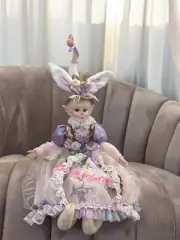 Cynthia Rowley Easter Elf Bunny Shelf Sitter Doll 18" Tabletop Spring Home Decor