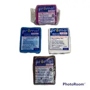 Premo Sculpey 2oz Polymer Modeling Clay Mixed Lot Of 4 Blue White Violet Brown