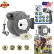 Easy Install Retractable 100ft Garden Hose Reel - 10 Patterns & 180° Rotation