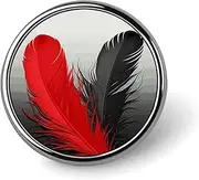 [FZMVSQH] Red And Black Feather Printed Round Button Pin Badges Metal Pinback Buttons 1 Inch Pins for Hat Shirt Clothing Bags Decoration, Circular, Aluminum