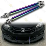 UNIVERSAL NEO CHROME ADJUSTABLE 200MM BUMPER LIP SPLITTER STRUT ROD TIE BAR 2PCS (for: Honda Civic)