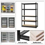 90cm Warehouse Shelving Garage Storage Racking Steel Metal Shelves Black 5 Tiers
