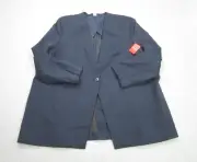 SPANX Jacket Womens 2X Blue Perfect Collarless Blazer Coat Minimalist pinstriped