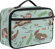 Insulated Lunch Box for Kids Soft Fish Otter Lunch Bag for Girls Boys Leakproof Small Compact School Lunch Tote with Inner Pocket Lightweight Reusable Durable Lunchbox for Picnic Travel