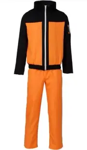 Uzumaki Naruto Cosplay Kid Costume Set + Konoha Black Headband + Kunai 130CM Sz