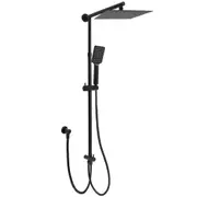 WELS Black 2in1 Set 8/10/12" Square Thin Shower Head Adjustable Silde Wall Rail
