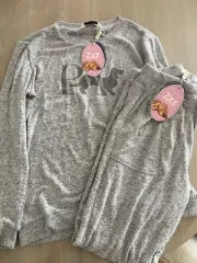 Peter Alexander Womens Grey Fuzzy Pj Top And Pants Size XS