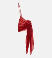 [Mugler] Mugler One-shoulder jersey beach cover-up AU 14 red