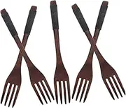 MOLUCKFU 5 Pcs Japanese Style Wooden Dinner Forks Handmade Childsafe Cutlery for Dessert Salad Appetizer Snack Fruits Traditional Elegance for Family Dining