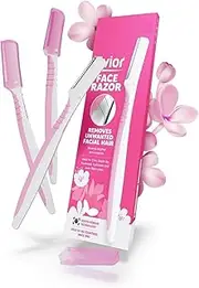 Reusable Face Razor for Women Facial Hair- 3 Razors | Instant & Painless Hair Removal | For Eyebrows, Upper Lip, Forehead, Peach Fuzz, Chin and Sideburns | Dermaplaning Tool