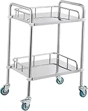 Stainless Steel Rolling Cart Lab Serving Cart 2 Shelf Lab Cart for Lab Equipment