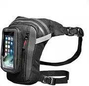 Drop Leg Bag Motorcycle 1L Black Thigh Bag Reflective Travel Waist Bag Waistpack with Quick Release Mobile Phone Bag for Motorcycle Hiking Outdoor, Black
