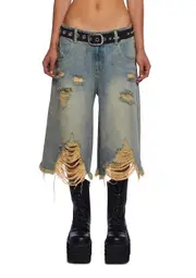 [Current Mood] Streetwise Maven Denim Shorts - Blue