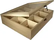 Rayher Tea Storage Box with 12 compartments, Wooden Tea Chest