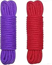 32 feet 8mm(1/3inch) Diameter Soft Silk Nylon Rope Solid Braided Twisted Ropes,10m Durable and Strong All Purpose Twine Cord Rope String Thread Shiny Cord (Red Purple)
