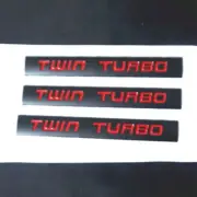 3x Black Matte TWIN TURBO Red Metal Emblem Decal Badge Sticker Limited Truck AWD (for: MG)