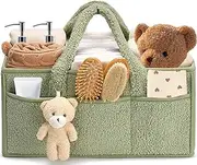 Baby Nappy Caddy, Portable Nappy Organiser, Divided Design, with Removable Inserts Nursery Storage Basket, Car Caddy (Green)