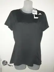 NWT Womens M 12-14 Adidas Nova Short Sleeve Tee Climalite Black
