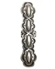 Calvin Martinez, Ring, Stamping, Sterling Silver, Navajo Handmade, 8 1/2