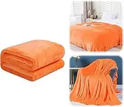 Fleece Bed Blankets Queen Size-Soft Lightweight Plush Fuzzy Cozy Luxury Blanket Microfiber for Bed, Sofa, Couch, Movie Night, Camping, and Travel (Orange, 27 * 40IN/70 * 100CM)